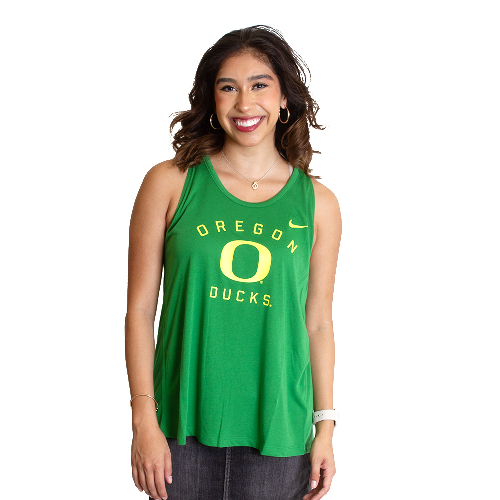 Women's Apple Green Nike Dri-FIT Open Back O Oregon Ducks Tank